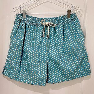 NWT Blue Coast Yachting Swim Trunks Medium Blue Yellow